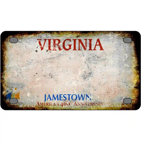 Virginia State Rusty Novelty Metal License Plate 4" x 2.2" (MLP)