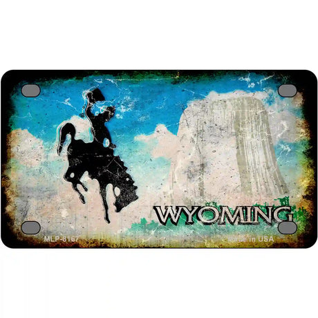 Wyoming State Rusty Novelty Metal License Plate 4" x 2.2" (MLP)