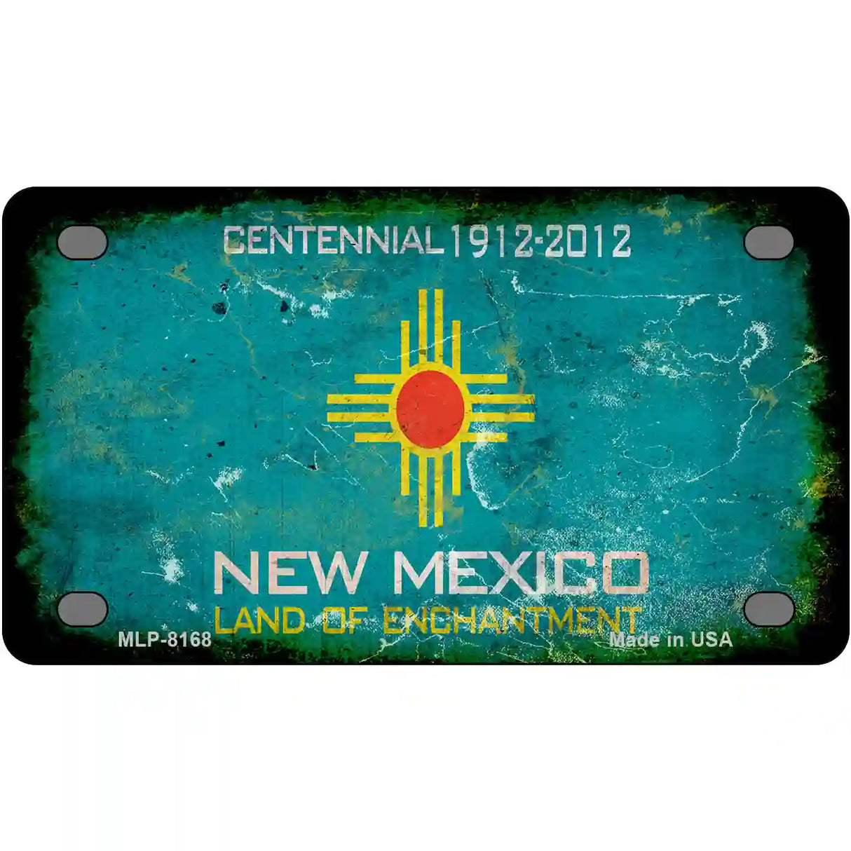 New Mexico Centennial Rusty Novelty Metal License Plate 4" x 2.2" (MLP) / Yes