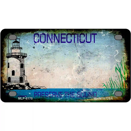 Connecticut Rusty Novelty Metal License Plate 4" x 2.2" (MLP) / Yes