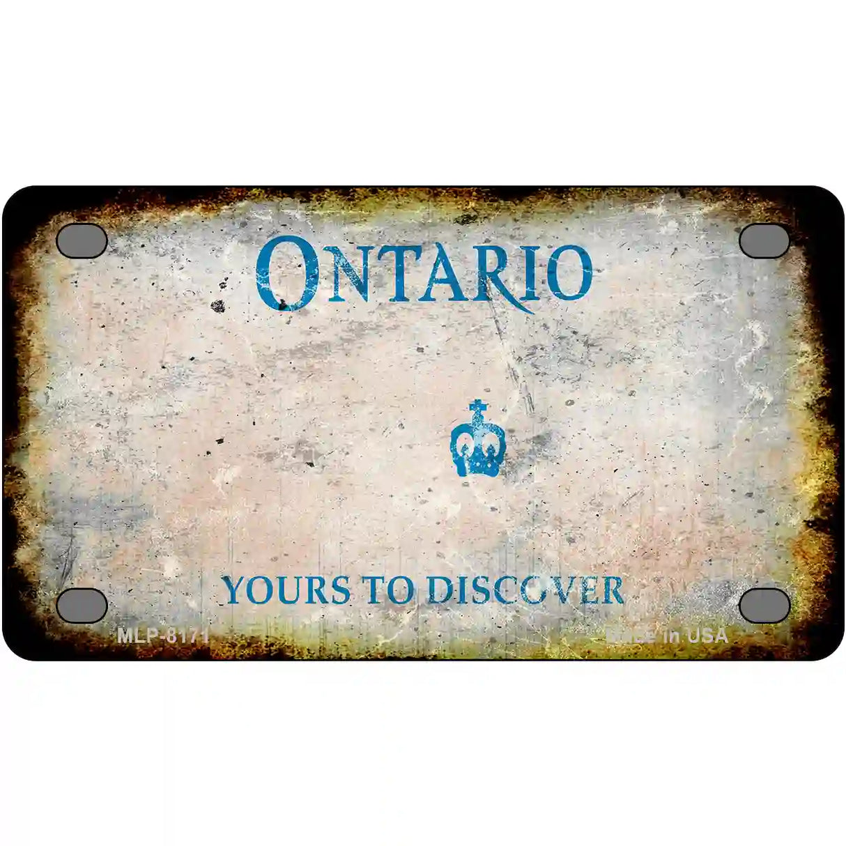 Ontario Canada Rusty Novelty Metal License Plate 4" x 2.2" (MLP)