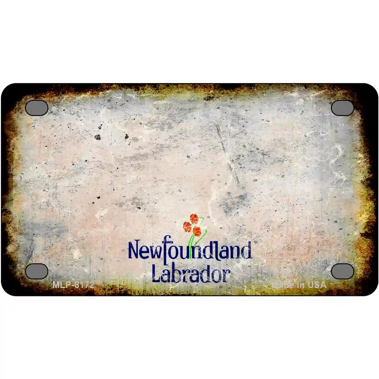 New Foundland Rusty Novelty Metal License Plate 4" x 2.2" (MLP) / Yes