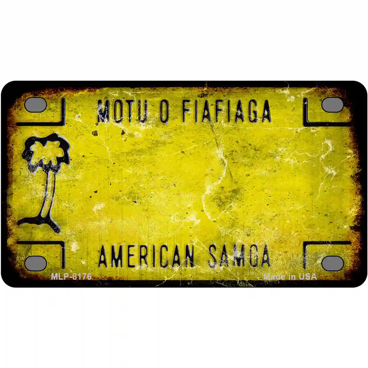 American Samoa Rusty Novelty Metal License Plate 4" x 2.2" (MLP) / Yes