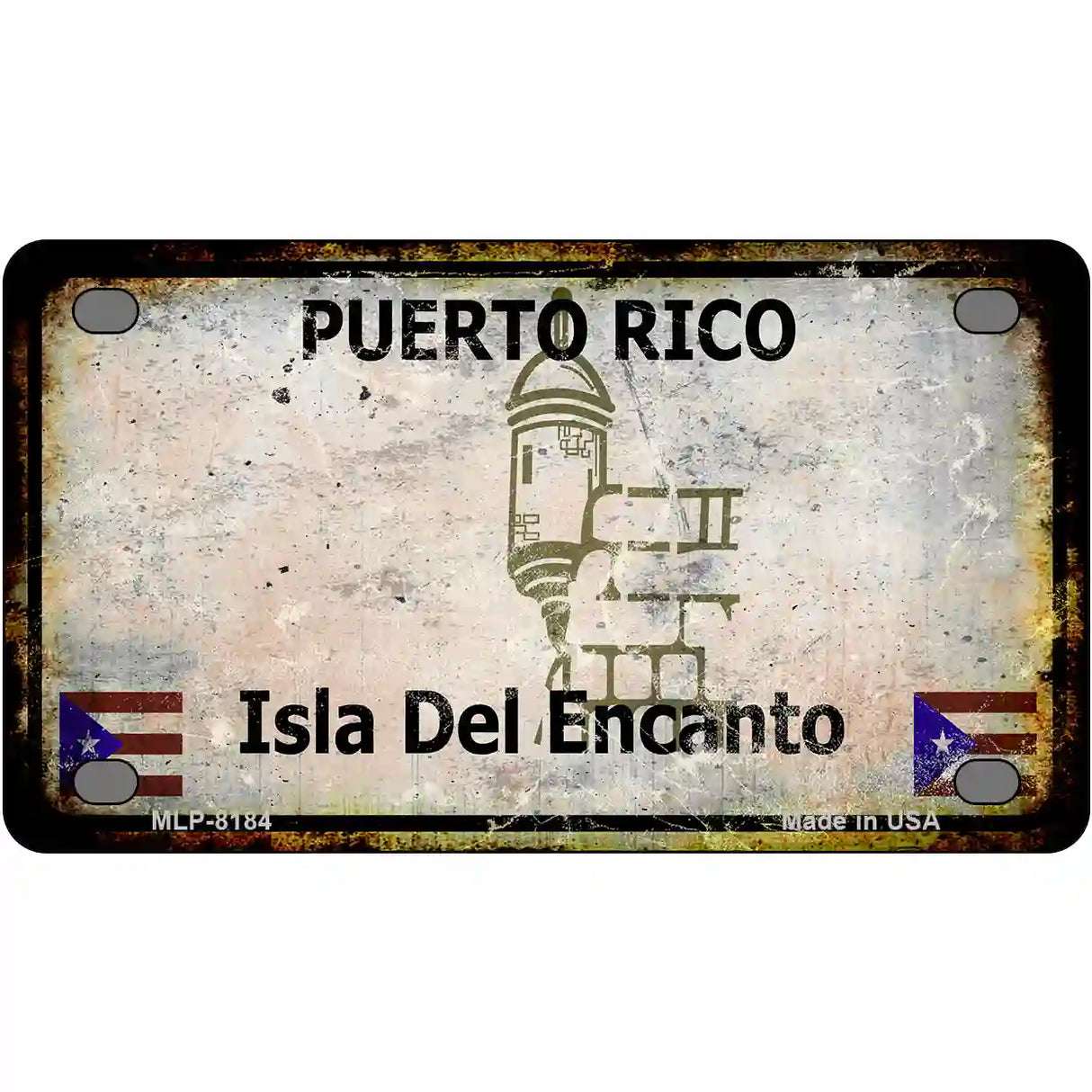 Puerto Rico Rusty Novelty Metal License Plate 4" x 2.2" (MLP) / Yes