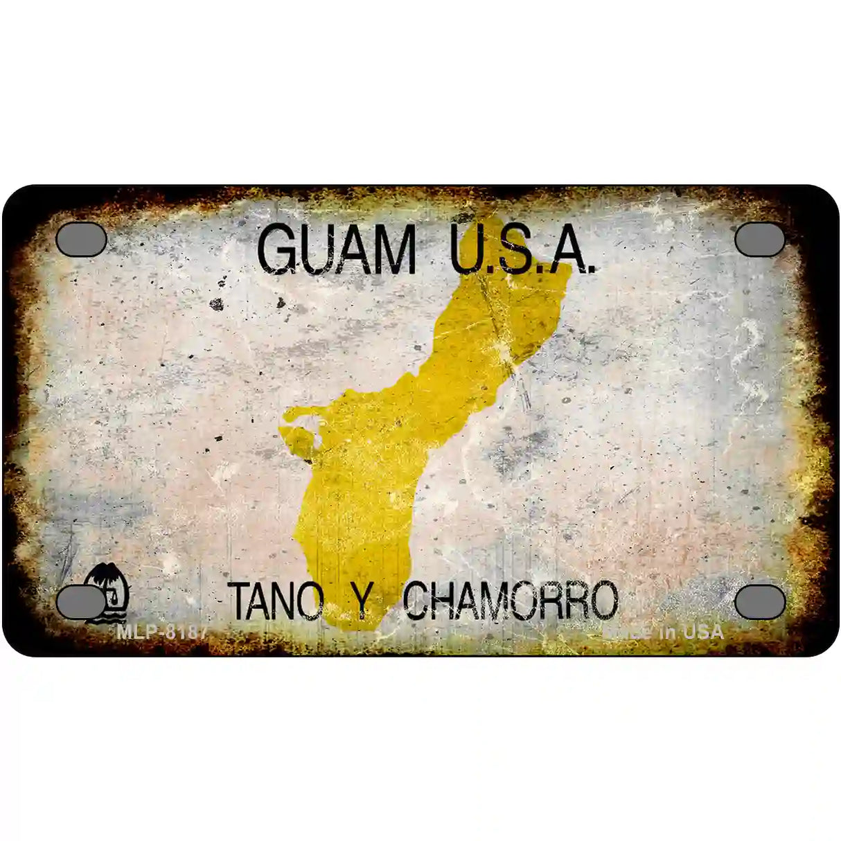 Guam Rusty Novelty Metal License Plate 4" x 2.2" (MLP)