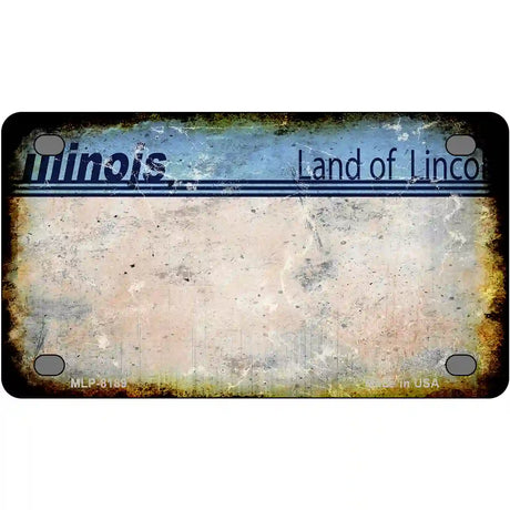 Illinois Blue Blank Rusty Novelty Metal License Plate 4" x 2.2" (MLP)