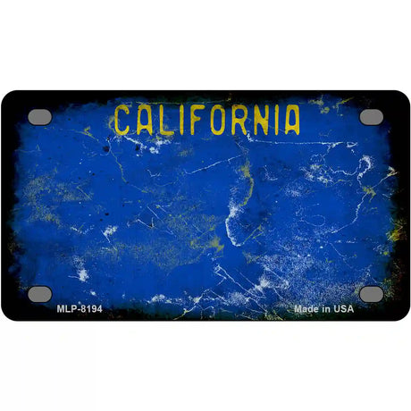 California Blue State Rusty Novelty Metal License Plate 4" x 2.2" (MLP)