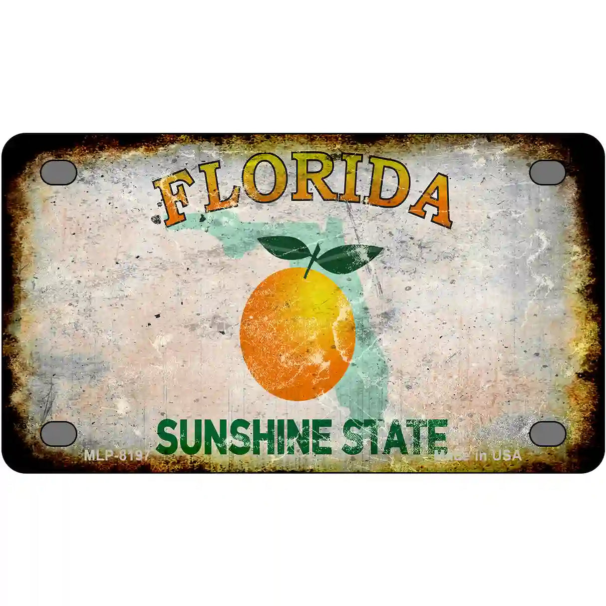 Florida Rusty Novelty Metal License Plate 4" x 2.2" (MLP) / Yes