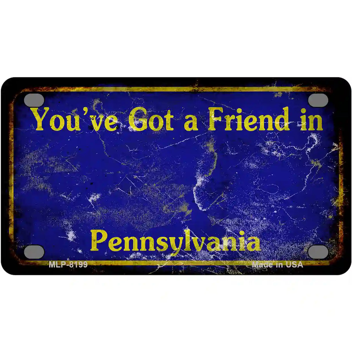 Pennsylvania Rusty Novelty Metal License Plate 4" x 2.2" (MLP) / Yes