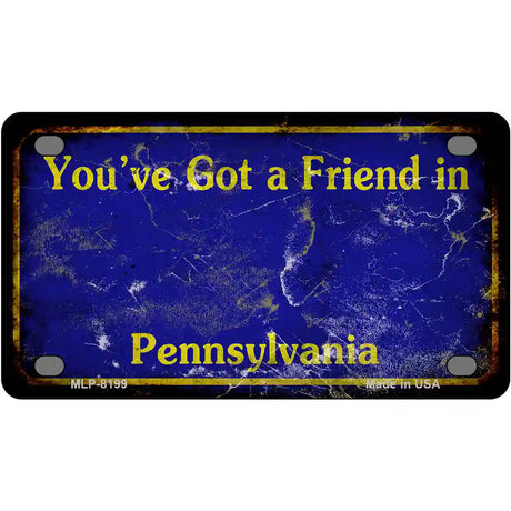 Pennsylvania Rusty Novelty Metal License Plate 4" x 2.2" (MLP) / Yes