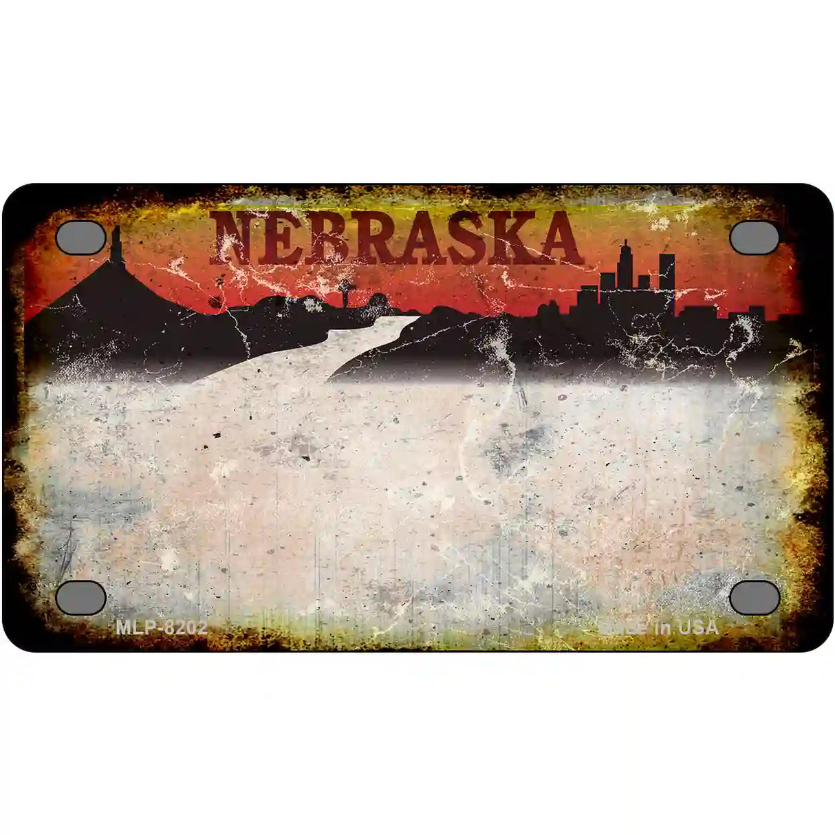 Nebraska Rusty Novelty Metal License Plate 4" x 2.2" (MLP) / Yes