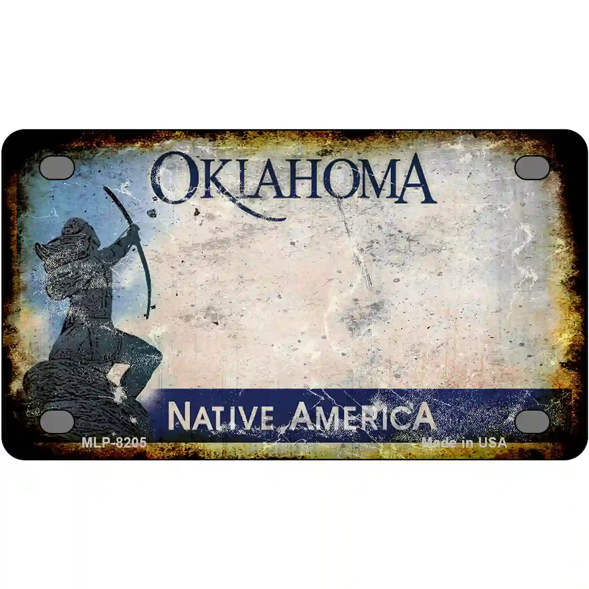 Oklahoma Rusty Novelty Metal License Plate 4" x 2.2" (MLP) / Yes