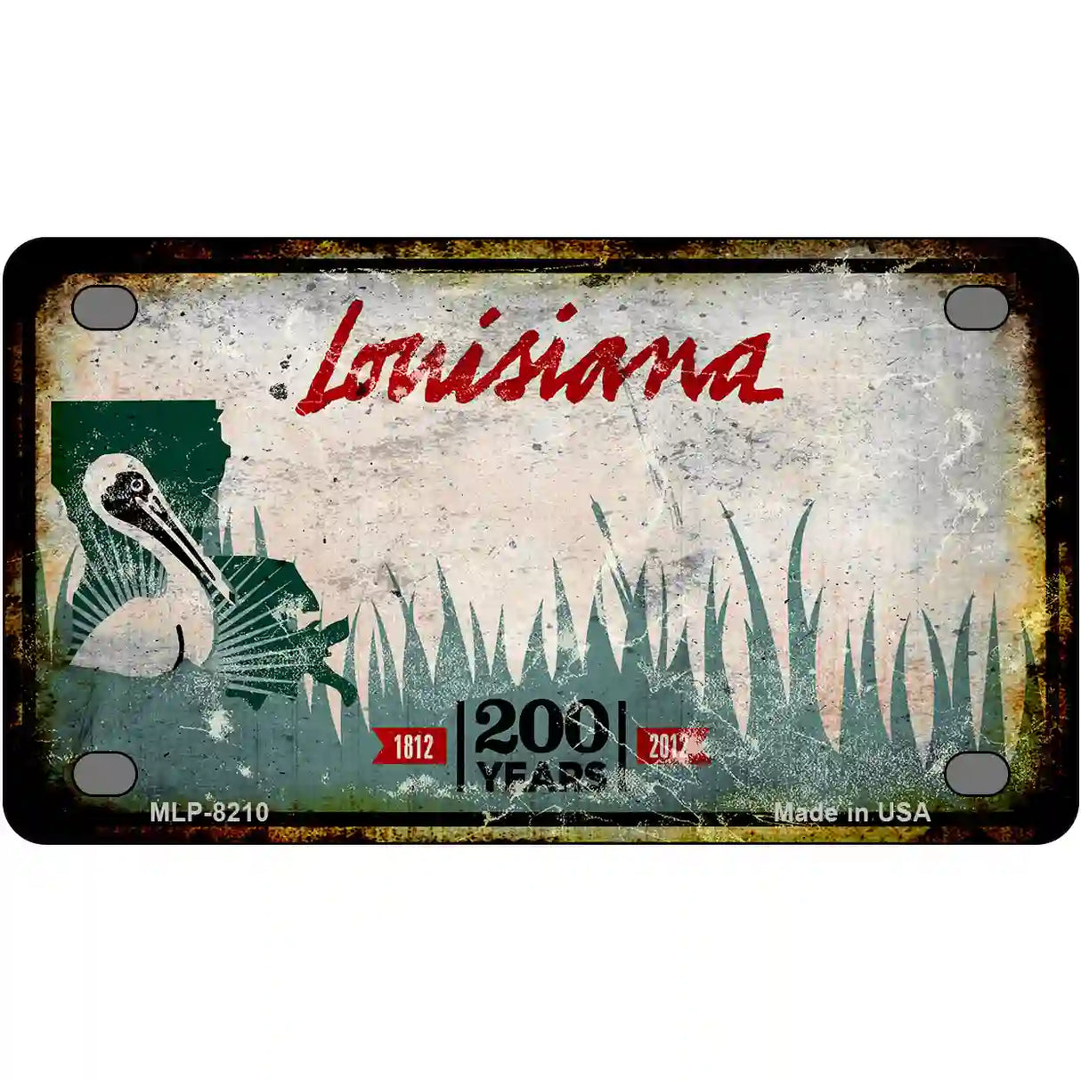 Louisiana Rusty Novelty Metal License Plate 4" x 2.2" (MLP)