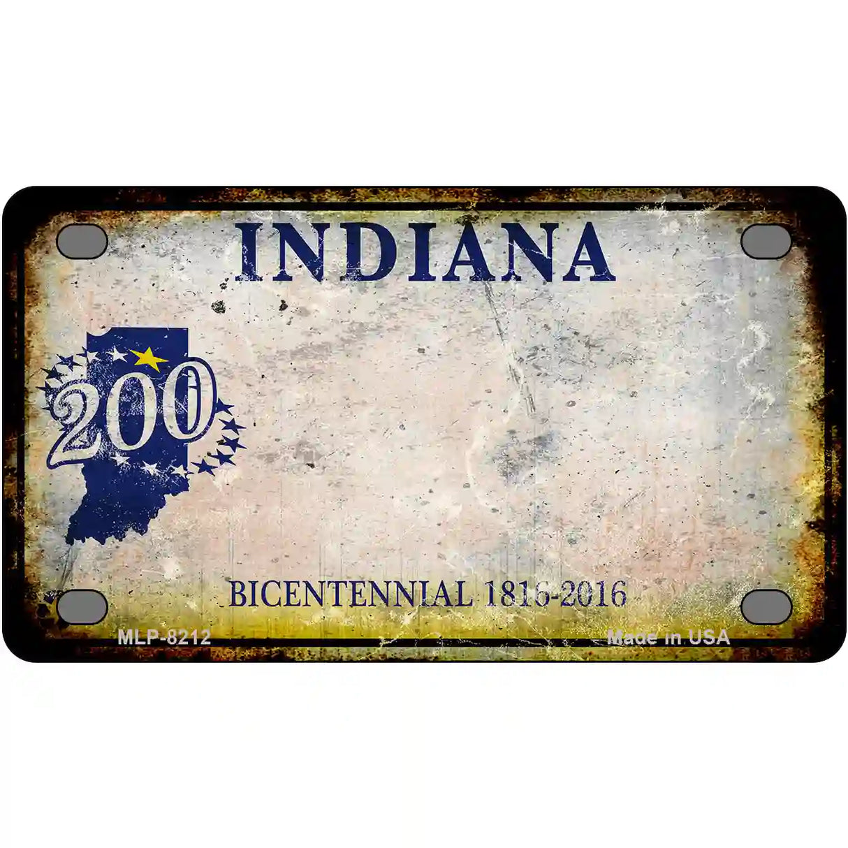 Indiana Rusty Novelty Metal License Plate 4" x 2.2" (MLP) / Yes