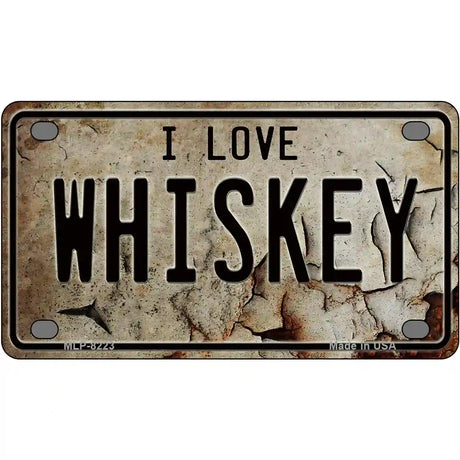 I Love Whiskey Novelty Metal License Plate 4" x 2.2" (MLP)