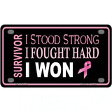 Breast Cancer Survivor Ribbon Novelty Metal License Plate 4" x 2.2" (MLP)