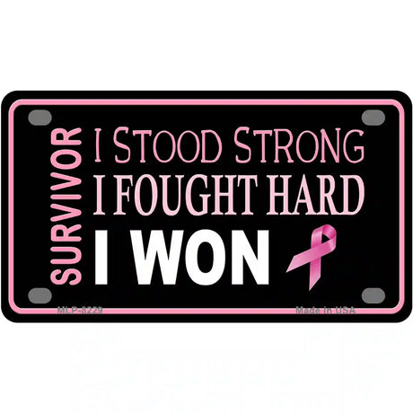 Breast Cancer Survivor Ribbon Novelty Metal License Plate 4" x 2.2" (MLP)