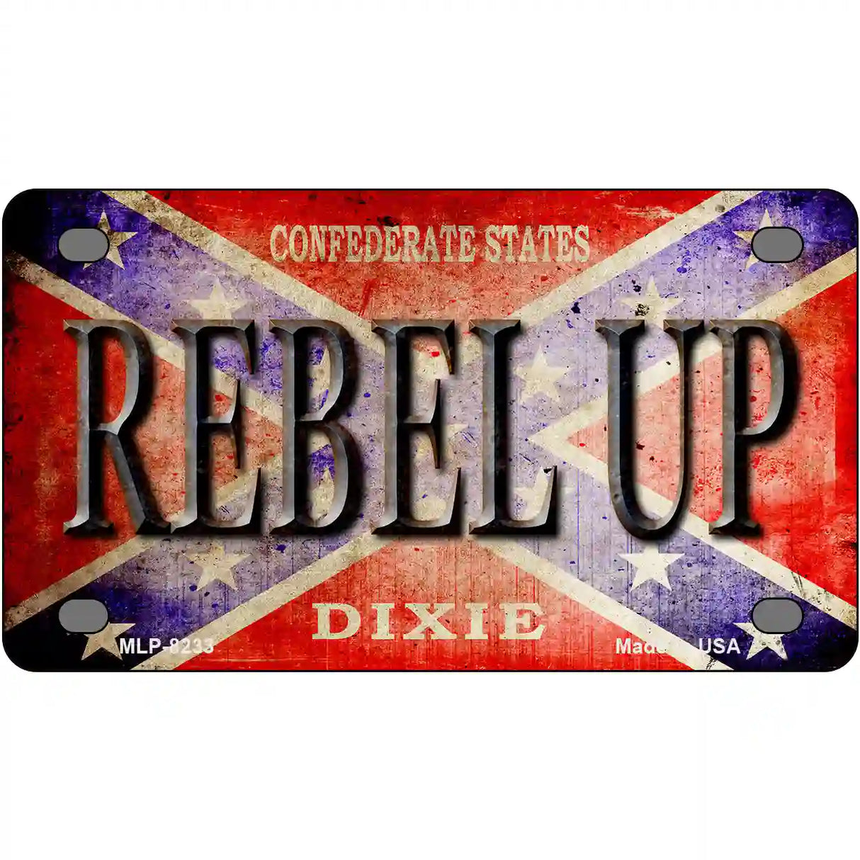 Rebel Up Novelty Metal License Plate 4" x 2.2" (MLP)