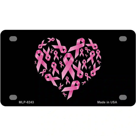 Pink Ribbons Novelty Metal License Plate 4" x 2.2" (MLP)