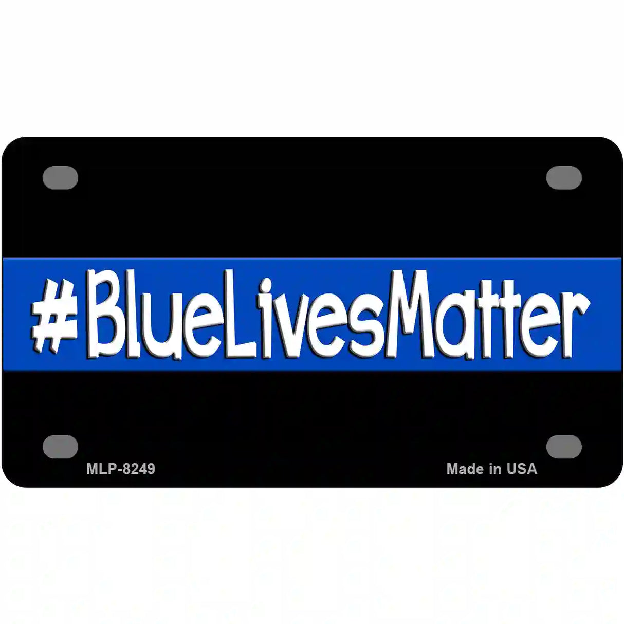 Blue Lives Matter Black Novelty Metal License Plate 4" x 2.2" (MLP)