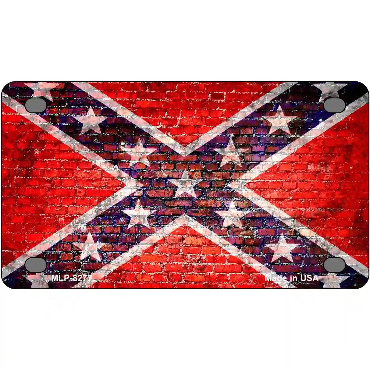 Rebel Flag Brick Wall Novelty Metal License Plate 4" x 2.2" (MLP)