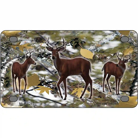 Deer On Camo Novelty Metal License Plate 4" x 2.2" (MLP)