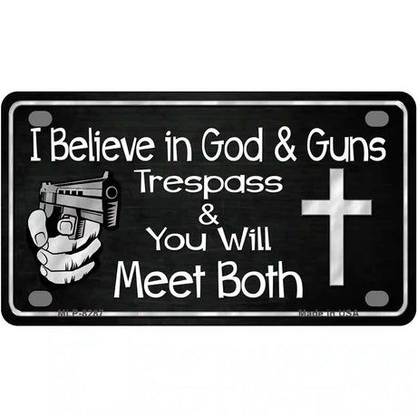 God And Guns Novelty Metal License Plate 4" x 2.2" (MLP)