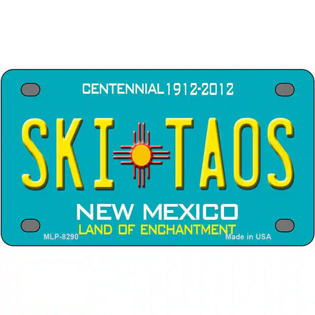 Ski Taos Teal New Mexico Novelty License Plate 4" x 2.2" (MLP)