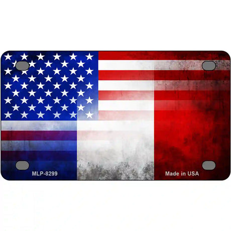 United States France Flag Fade Metal Novelty License Plate 4" x 2.2" (MLP)