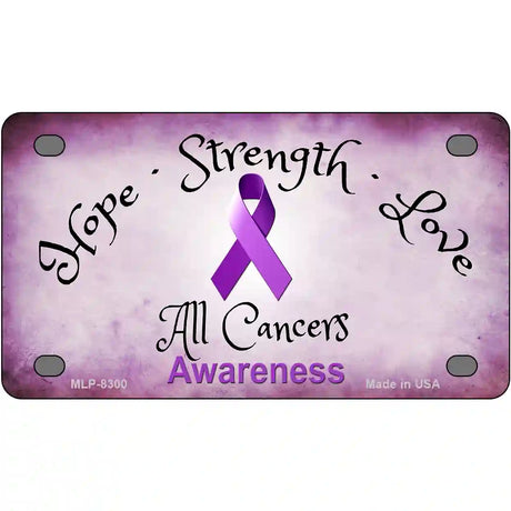 All Cancer Awareness Novelty Metal License Plate 4" x 2.2" (MLP)