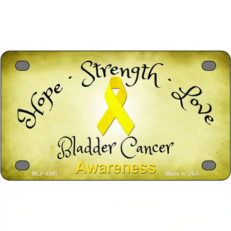 Bladder Cancer Ribbon Novelty Metal License Plate 4" x 2.2" (MLP)