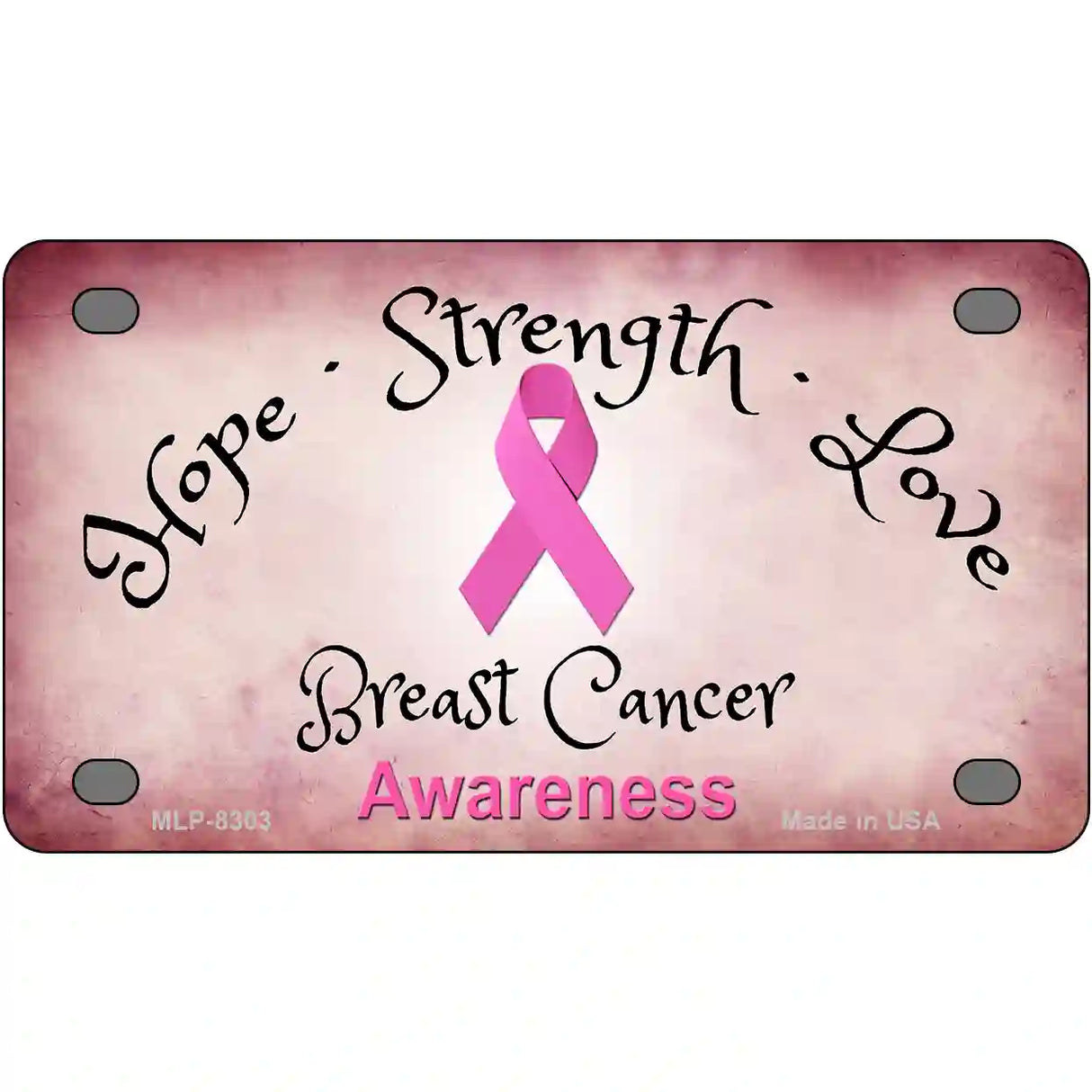 Breast Cancer Awareness Ribbon Novelty Metal License Plate 4" x 2.2" (MLP)