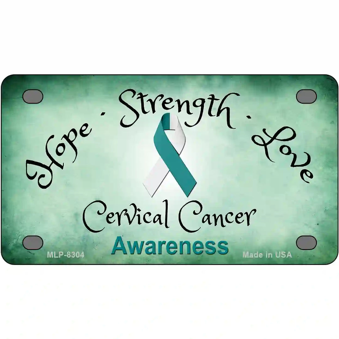 Cervical Cancer Ribbon Novelty Metal License Plate 4" x 2.2" (MLP)