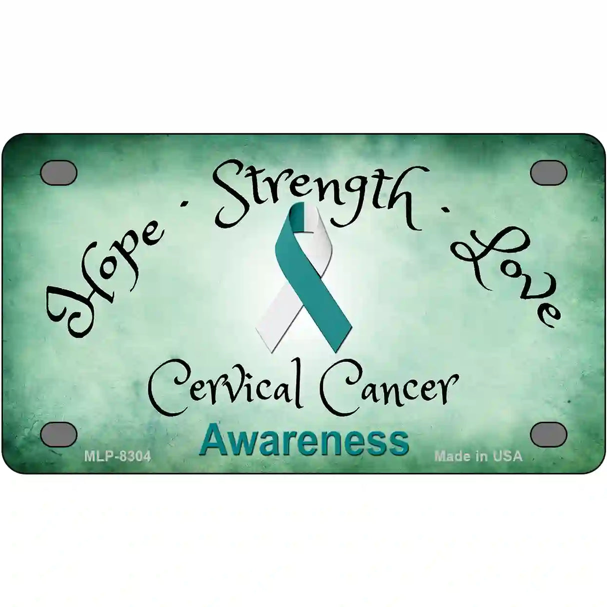 Cervical Cancer Ribbon Novelty Metal License Plate 4" x 2.2" (MLP)