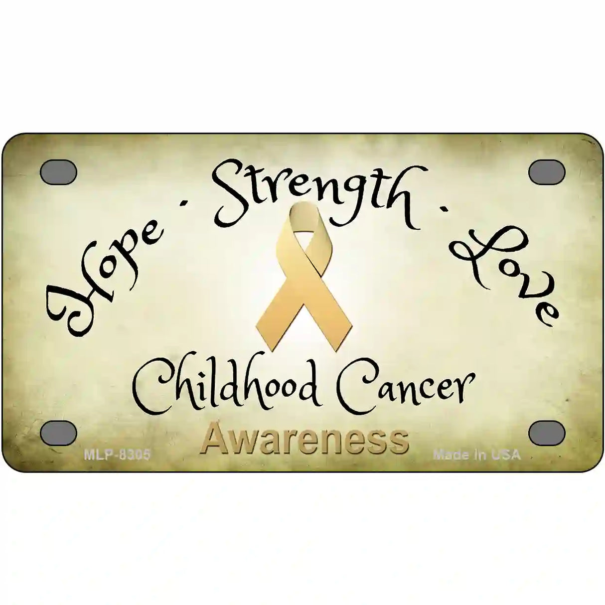 Childhood Cancer Ribbon Novelty Metal License Plate 4" x 2.2" (MLP)