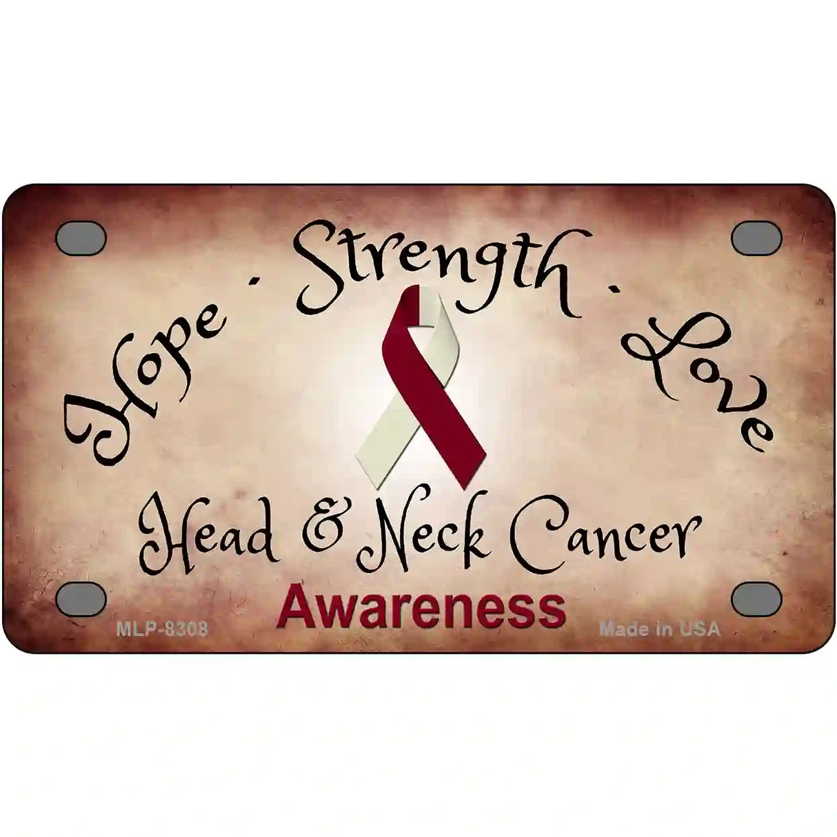 Head and Neck Cancer Ribbon Novelty Metal License Plate 4" x 2.2" (MLP)