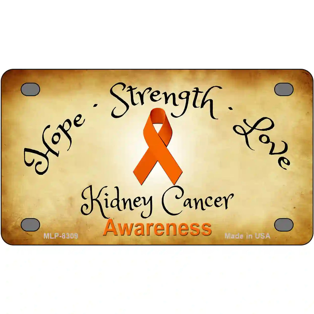 Kidney Cancer Ribbon Novelty Metal License Plate 4" x 2.2" (MLP)