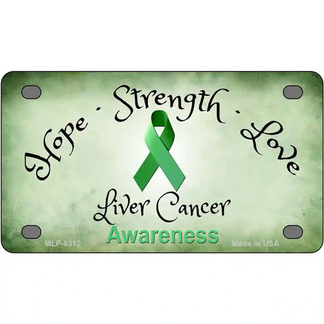 Liver Cancer Ribbon Novelty Metal License Plate 4" x 2.2" (MLP)