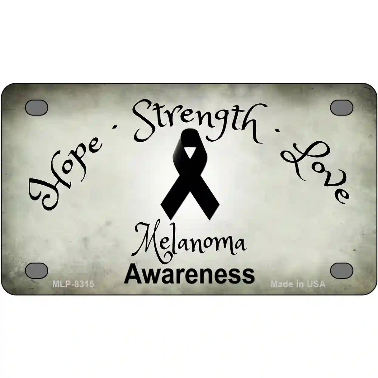 Melanoma Cancer Ribbon Novelty Metal License Plate 4" x 2.2" (MLP)