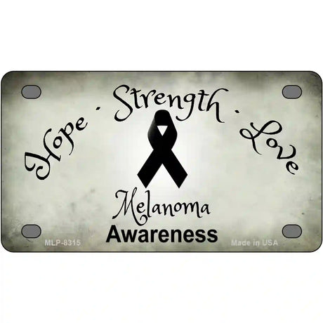 Melanoma Cancer Ribbon Novelty Metal License Plate 4" x 2.2" (MLP)