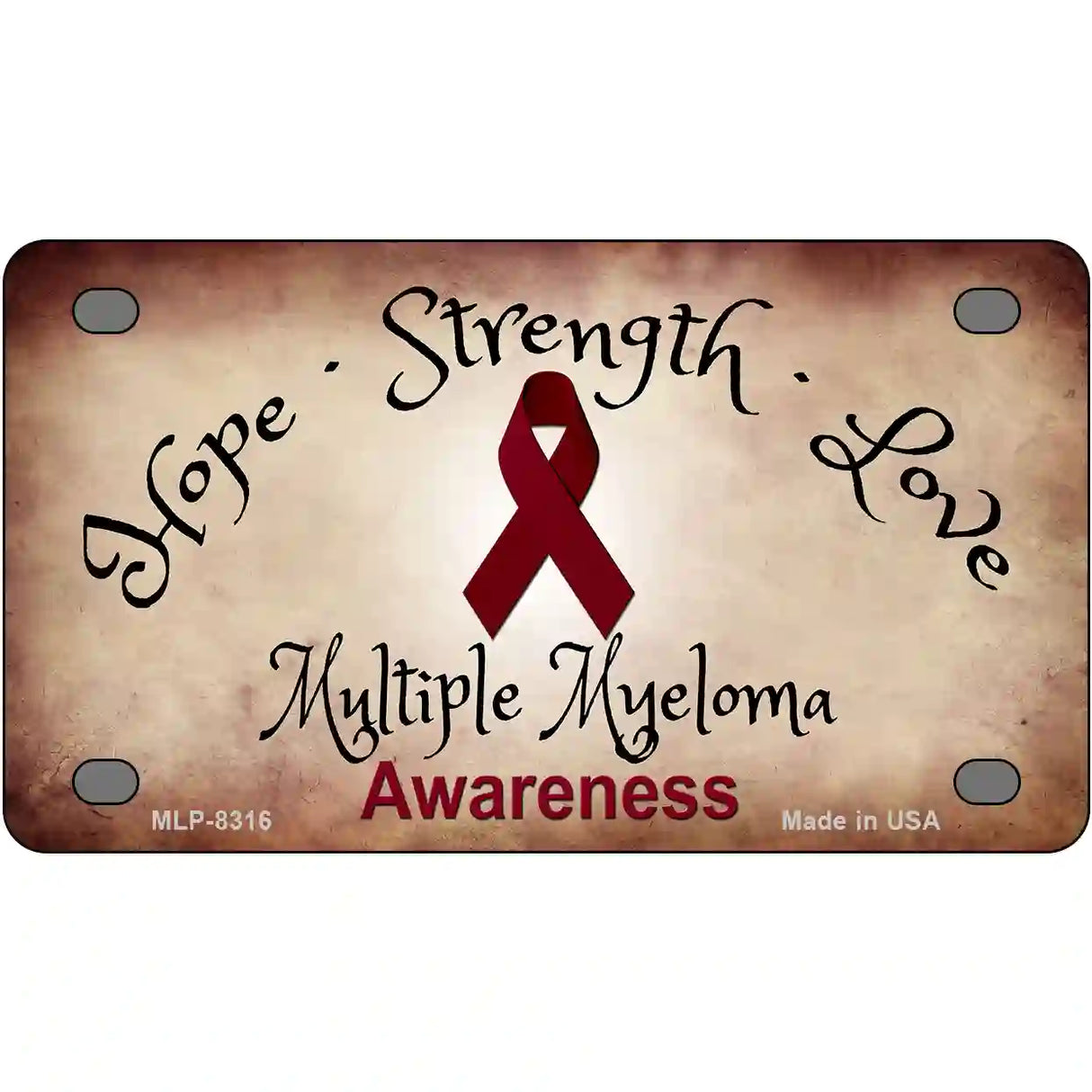 Multiple Myeloma Cancer Ribbon Novelty Metal License Plate 4" x 2.2" (MLP)