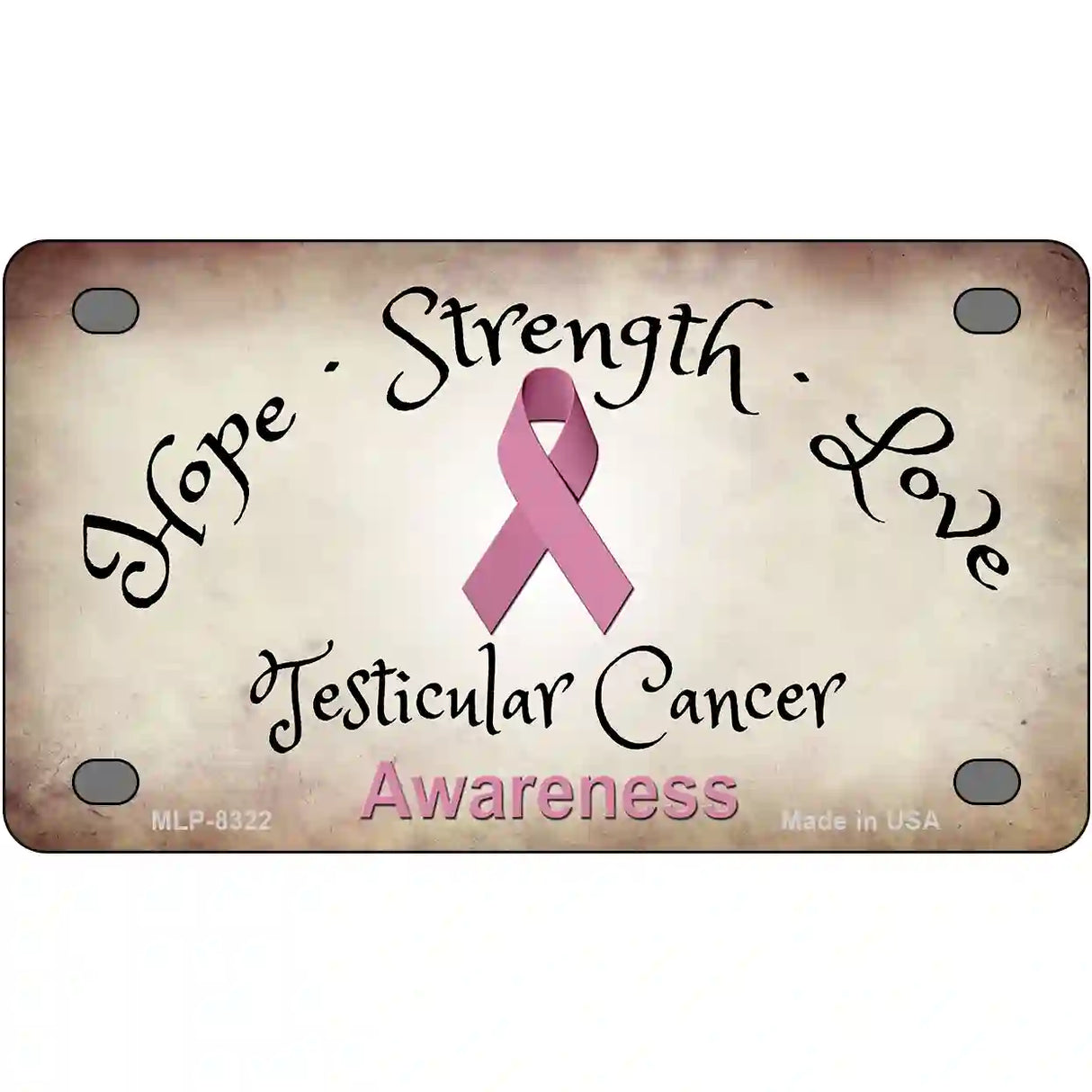 Testicular Cancer Ribbon Novelty Metal License Plate 4" x 2.2" (MLP)