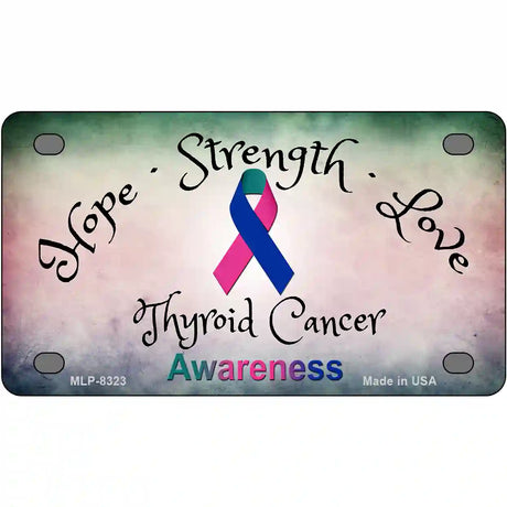 Thyroid Cancer Ribbon Novelty Metal License Plate 4" x 2.2" (MLP)