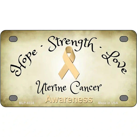 Uterine Cancer Ribbon Novelty Metal License Plate 4" x 2.2" (MLP)