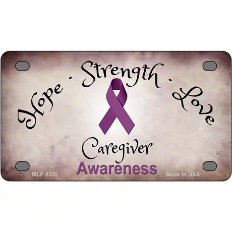 Honors Caregivers Ribbon Novelty Metal License Plate 4" x 2.2" (MLP)