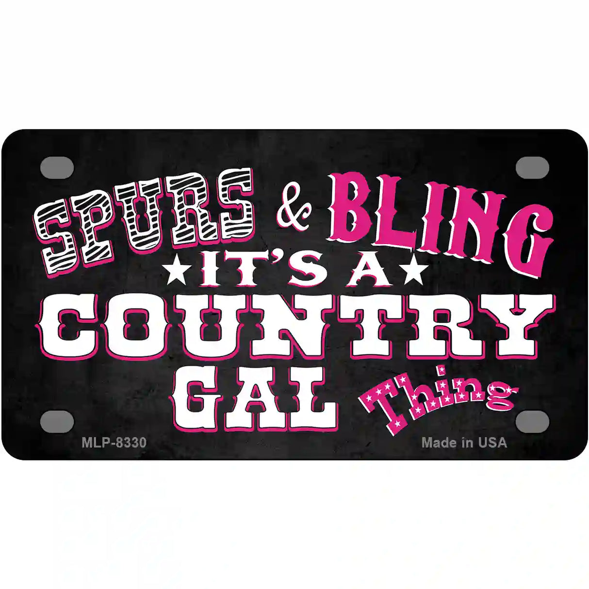 Spurs and Bling Novelty Metal License Plate 4" x 2.2" (MLP)