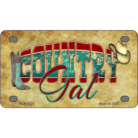 Country Gal Novelty Metal License Plate 4" x 2.2" (MLP)