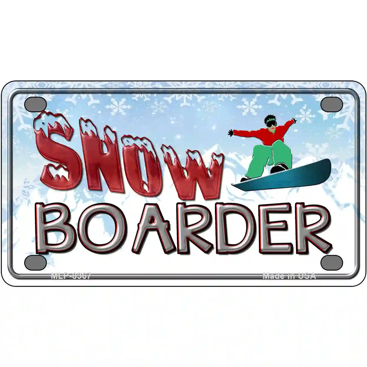 Snow Boarder Metal Novelty License Plate 4" x 2.2" (MLP)