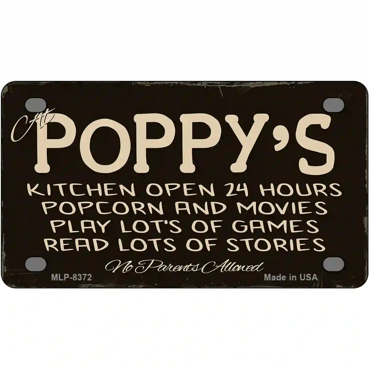 At Poppys Metal Novelty License Plate 4" x 2.2" (MLP)