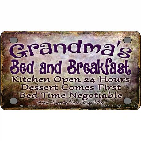 Grandmas Bed & Breakfast Metal Novelty License Plate 4" x 2.2" (MLP)